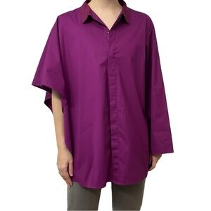 Wingate Collection Oversized Button Down Shirt Artsy Asymmetric Size 0 Small